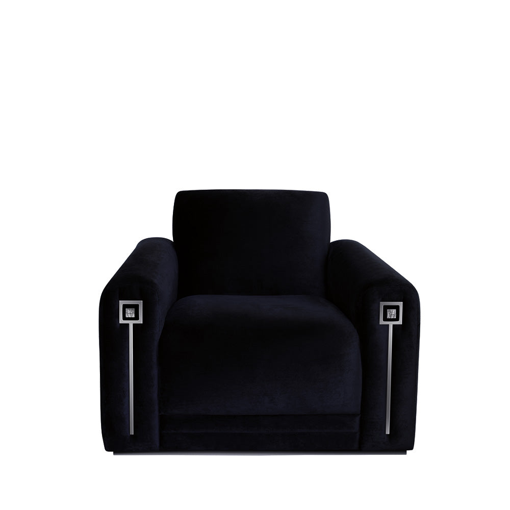 FAUTEUIL CLUB CONTEMPORAIN MASQUE DE FEMME - CRISTAL INCOLORE ET SOIE NOIRE