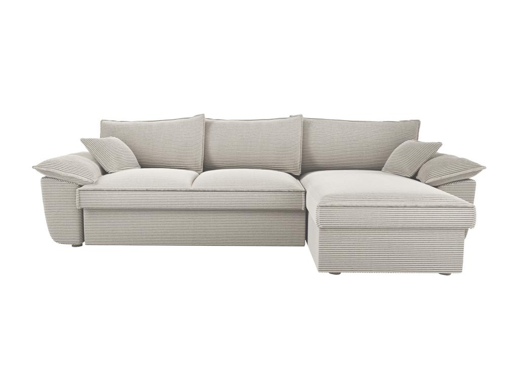 Sofá cama rinconera (ángulo derecho) de terciopelo de canalé cerma de estilo charme francés vintage