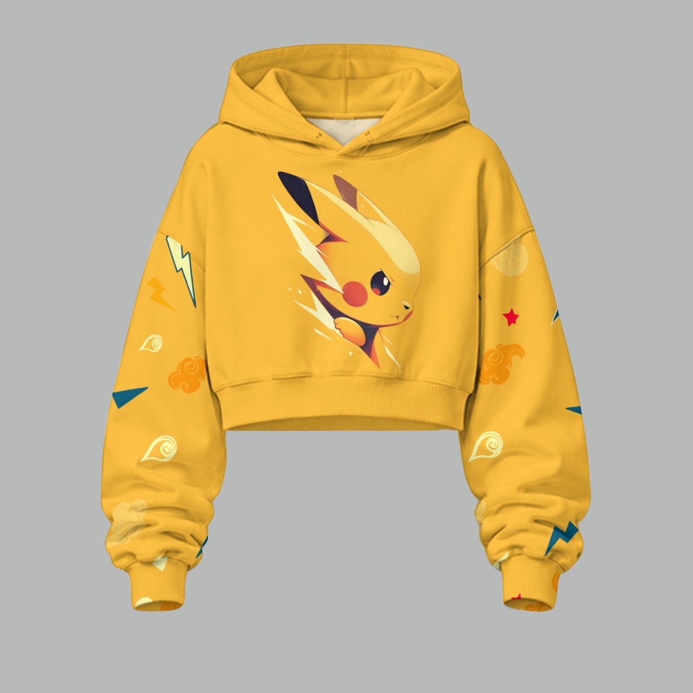 Pokémon Women's Cropped Long Sleeve Hoodie & High Waist Jogger Pants Two Piece Tracksuit Set 3051021 TeeThreads Sustain the Scene with Custom Apparel