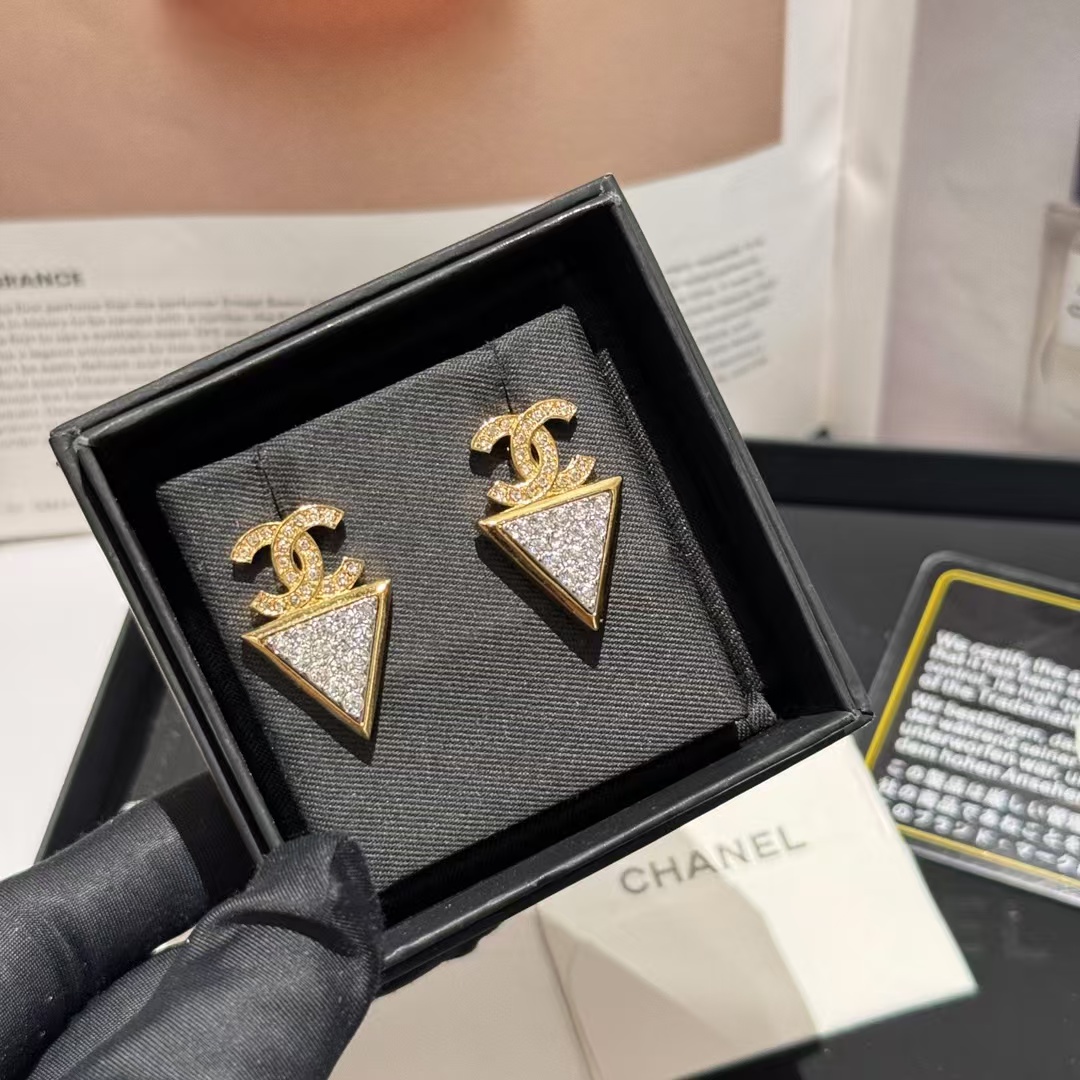 Chanel Geometric Triangle Stud Earrings - Original Replica Club