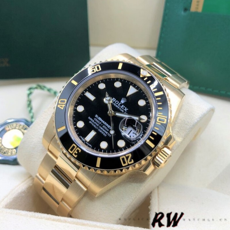 Rolex Submariner 116618 Yellow Gold Black Dial 40mm Mens Replica Watch
