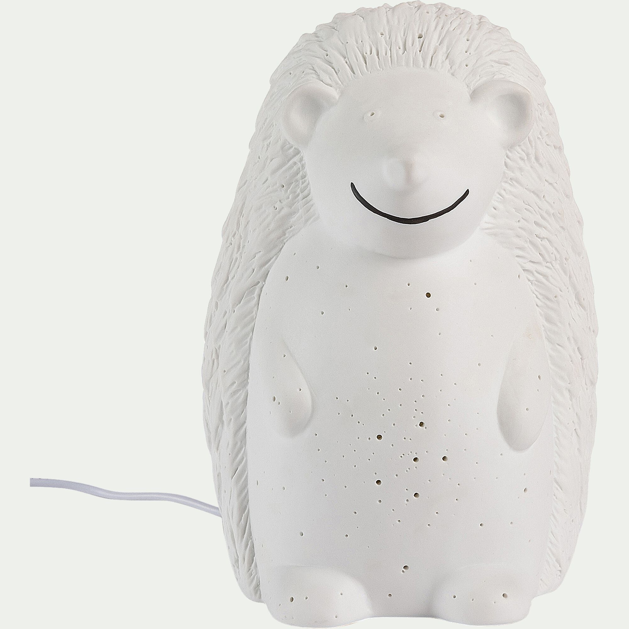 LUMY - Lampe à poser électrifiée forme hérisson en porcelaine H19,8cm - blanc