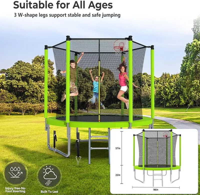 Trampoline With Enclosure Net And Adjustable Basketball Hoop - 8ft, 10ft, 12ft, 14ft, 15ft, 16ft - Image 44 Trampoline With Enclosure Net And Adjustable Basketball Hoop - 8ft, 10ft, 12ft, 14ft, 15ft, 16ft - Image 44