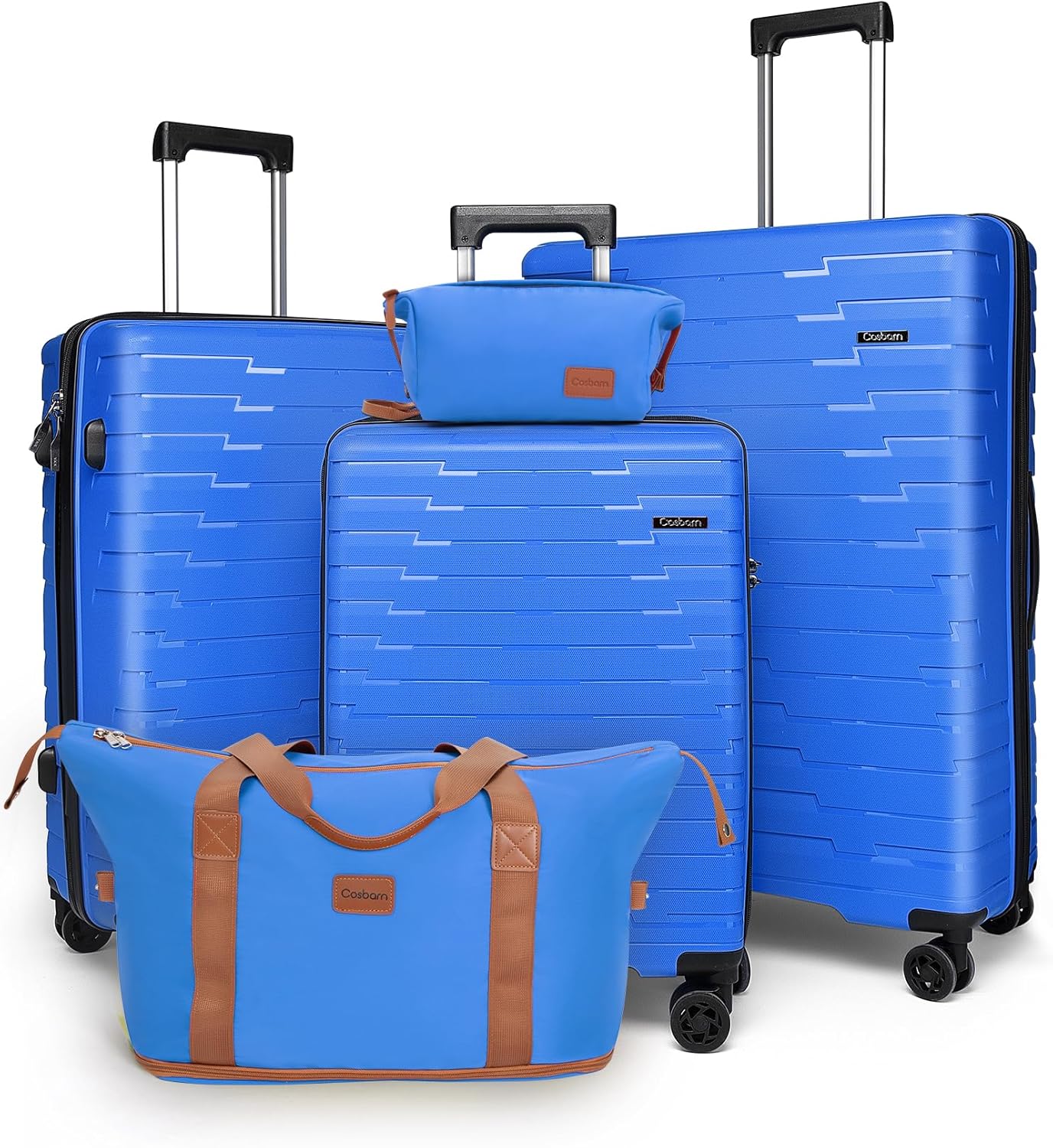 5-piece luggage set with wheels, ABS hardshell suitcase with spinner wheels