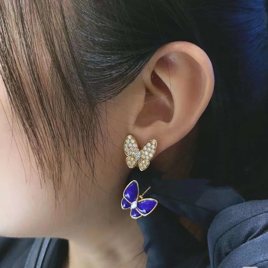 VCA Asymmetric Lapis Lazuli Butterfly Earrings - Original Replica Club