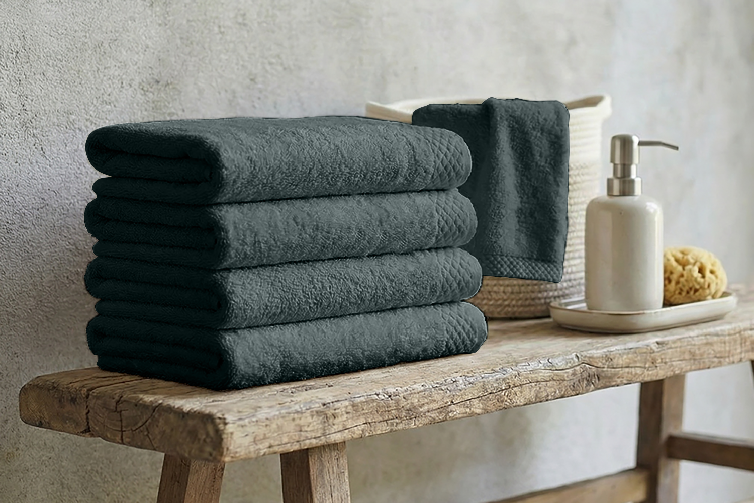 Eleganzzz Badstof Badlaken Katoen 70x140cm - olive green - Set van 12