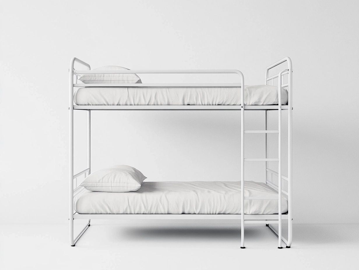 Litera moderna de metal blanca para dormitorio juvenil cama doble 200x90 cm estructura resistente ahorro de espacio lc7302952