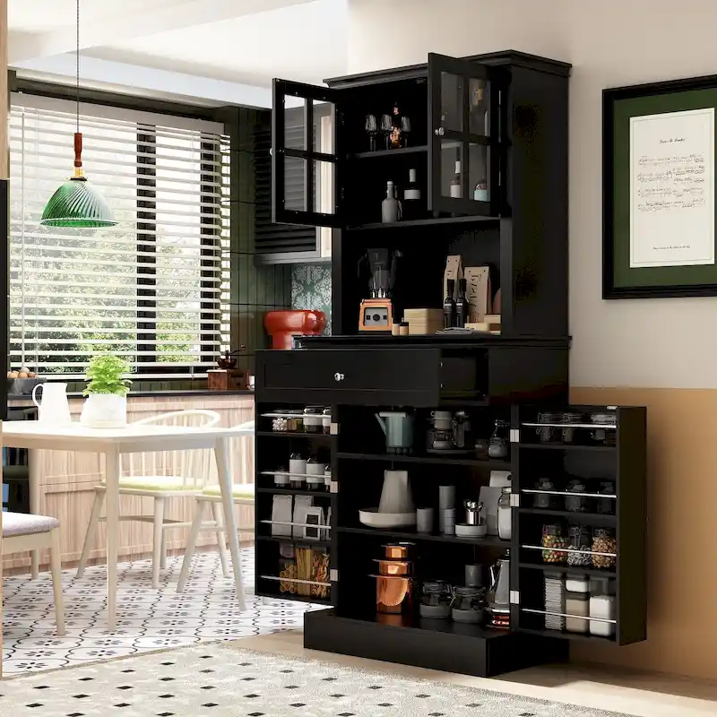 Spacious Kitchen Cabinet with Microwave Space - 30W x 69.3H