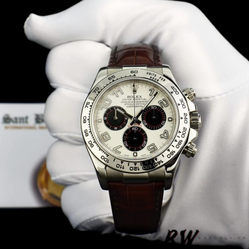 Rolex Daytona 116519 Panda Dial Chocolate Leather Strap 40mm Mens Replica Watch