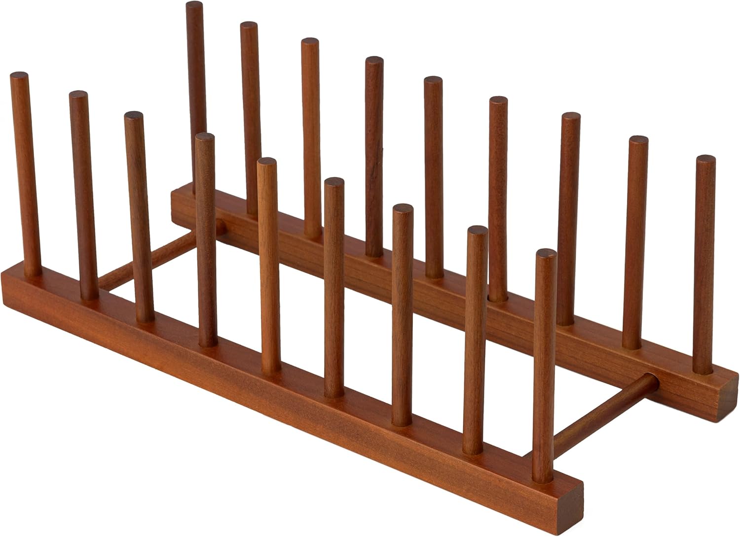 HBlife 6 Slots Teak Dish Plate Bowl Cup Book Pot Lid Cutting Board Drying Rack Stand Drainer Storage Holder Organizer Kitchen Cabinet（Keep Dry）