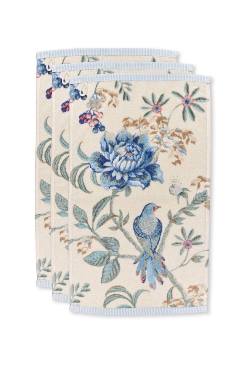 Guesttowel Set/3 Secret Garden White/Blue 30x50cm