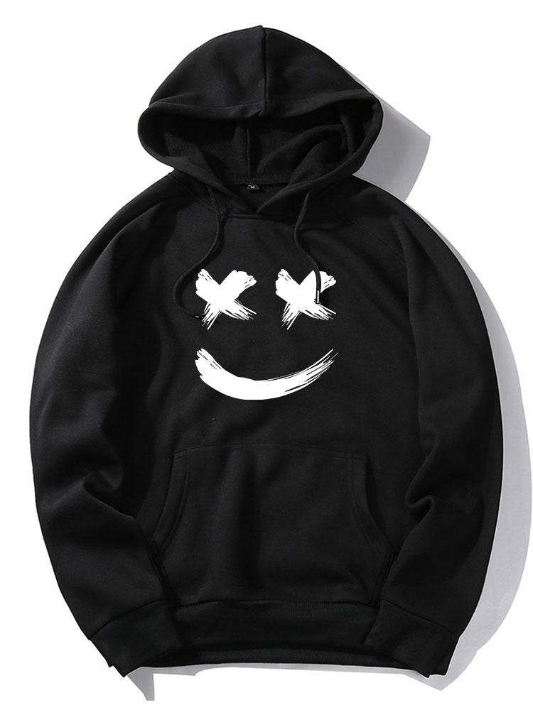 Brushstroke Smiley Print Hoodie & Jogger Pants