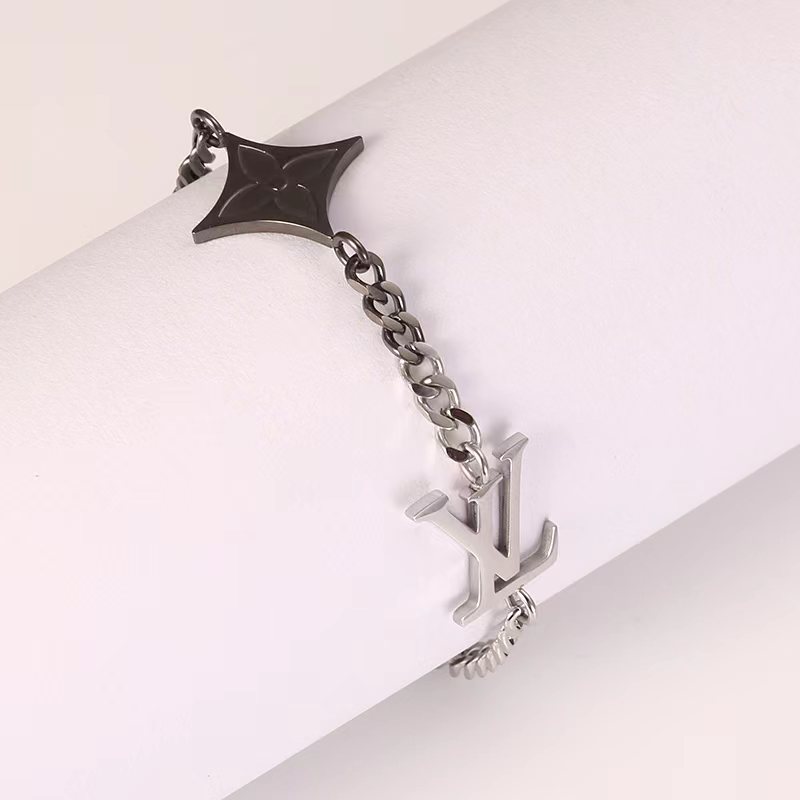 Louis Vuitton Silver Black Gold Mixed Metal Color Unisex Bracelet - Original Replica Club
