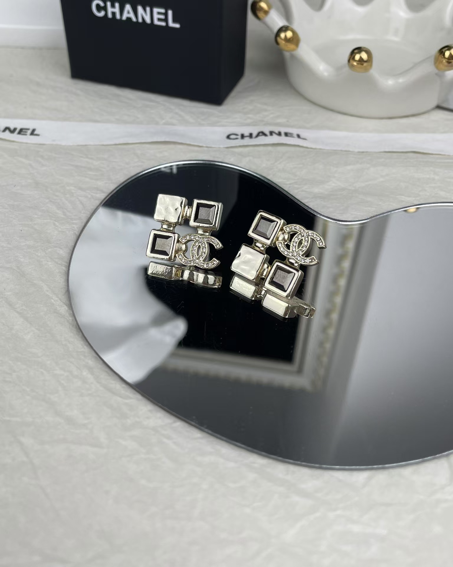 Chanel Square Rhinestone Earrings - Original Replica Club