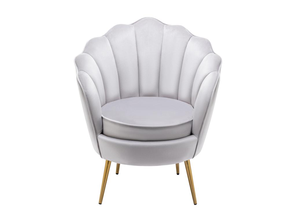 Sillón concha de terciopelo gris claro LALEA