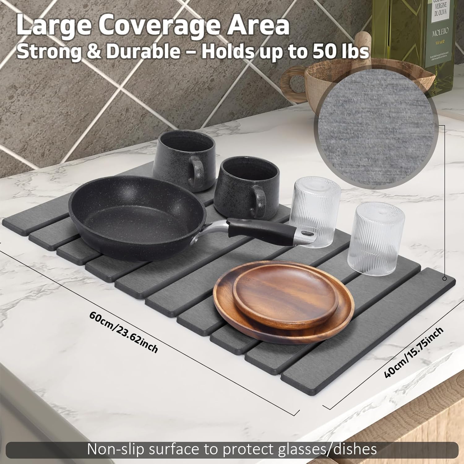 Large Stone Dish Drying Mat for Kitchen Counter – 24