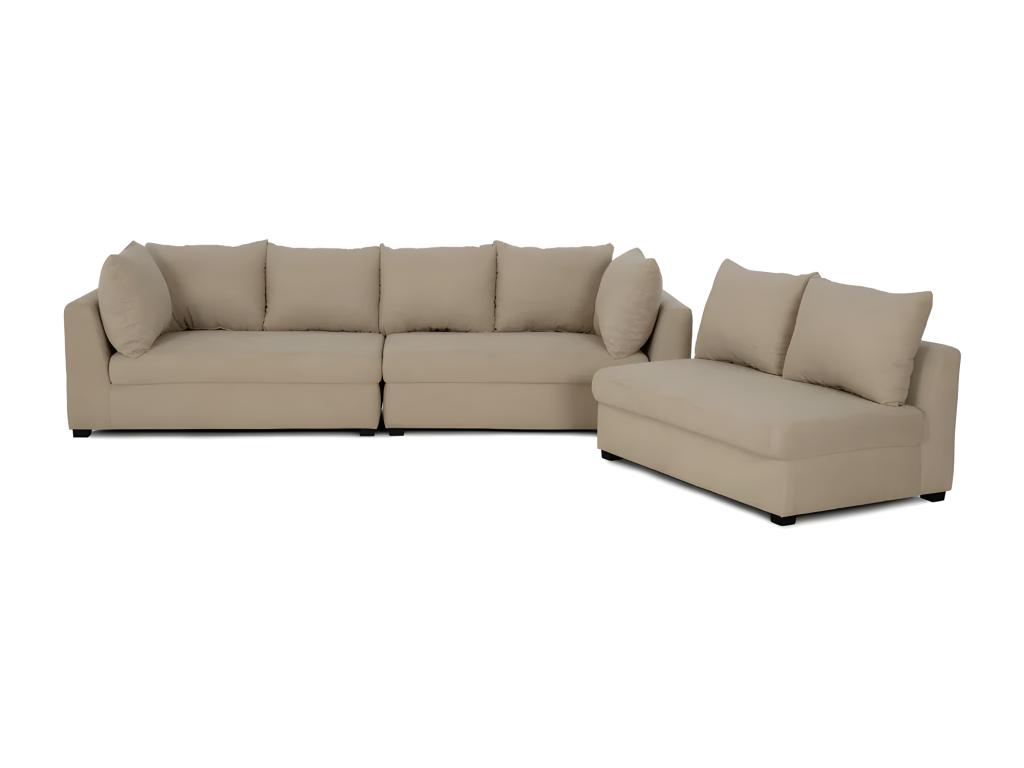Sofá modular 5 plazas - poliéster - beige