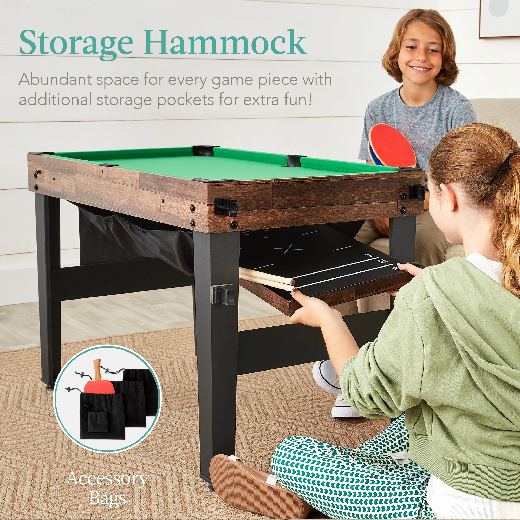 Best Choice Products 13-in-1 Combo Game Table Set w/ Ping Pong, Foosball, Basketball, Hockey, Archery - Natural - Image 29