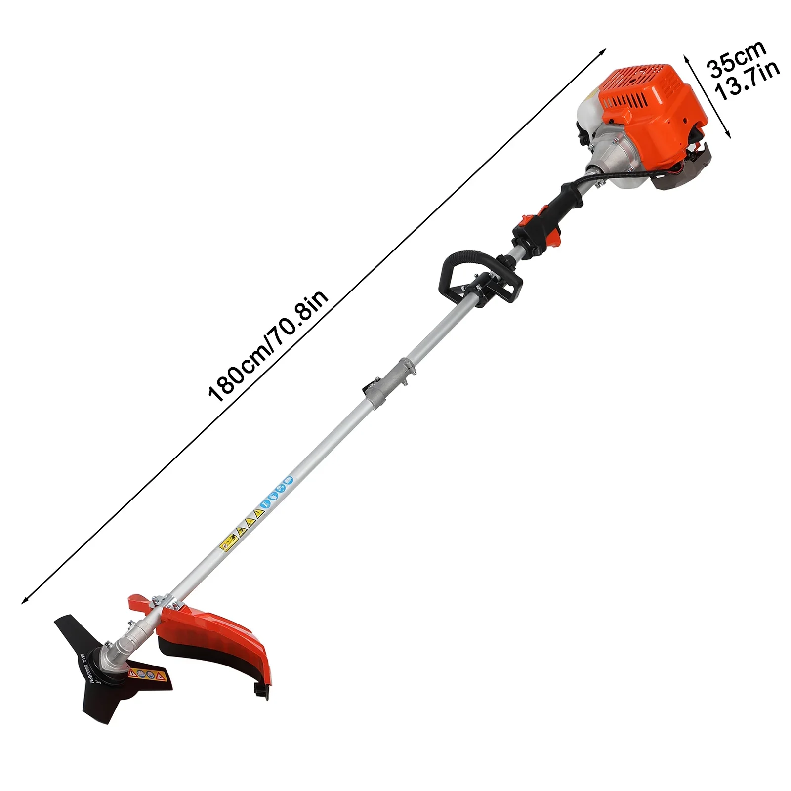 Gas Weed Eater 52cc, Powerful 2-Stroke Engine Weed Wacker with Multi-Function Attachments, 9500rpm Gas Powered Brush Cutter, Orange, for Lawn & Garden