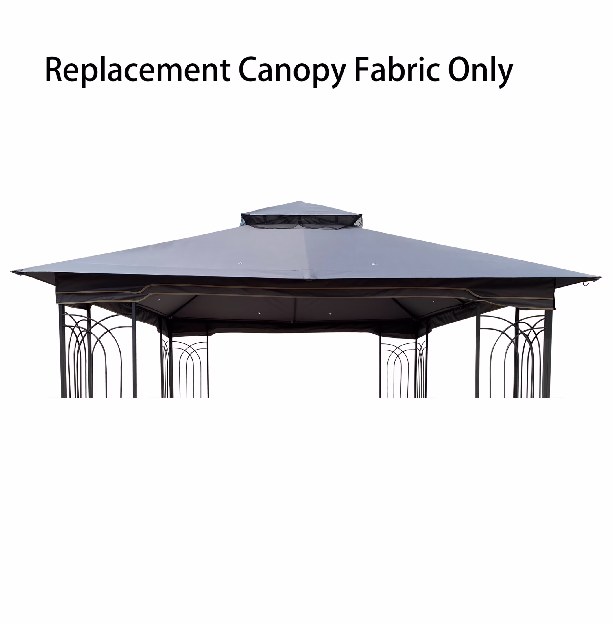 10x10 Ft Patio Double Roof Gazebo Replacement Canopy Top Fabric, Gray(Gray Polyester)