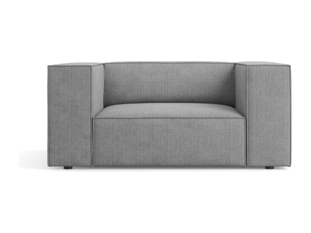 Sillón Homelyvo de tejido chenilla con efecto acanalado gris oscuro - 124x102x70cm