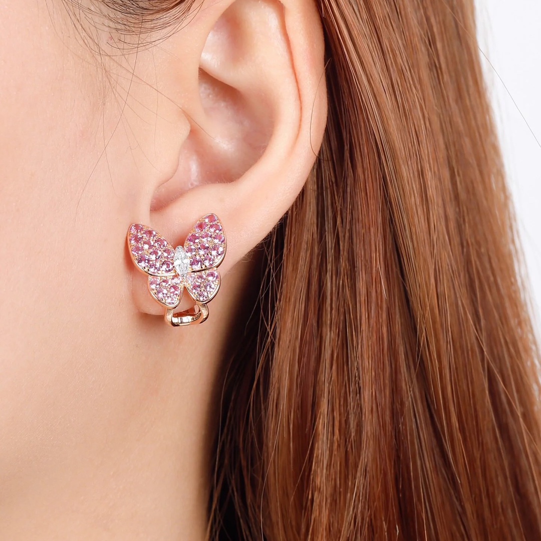 VCA Asymmetrical Diamond Butterfly Earrings - Original Replica Club