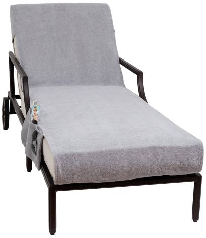 Linum Home Textiles Standard Size Chaise Lounge Cover with Side Pockets Grey