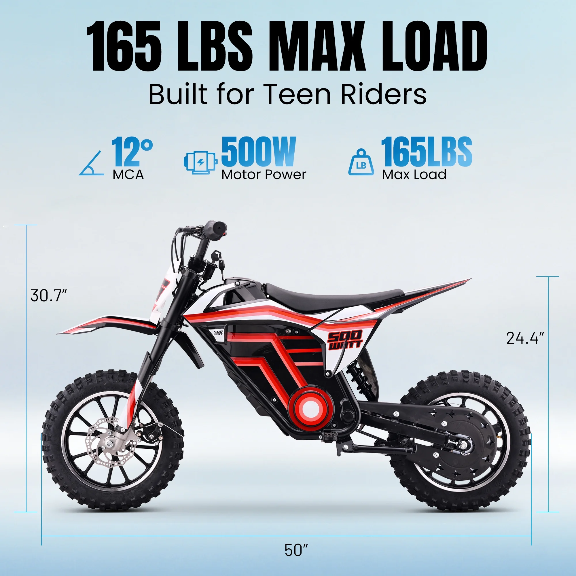 QEASET electric dirt bike, 500W kids dirt bike for Boys Girls Age 8-14, Blue - Image 16