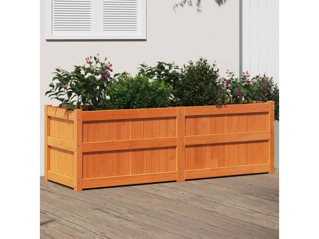 Decoratodo xterior madera maciza pino marrón cera 150x50x50 cm