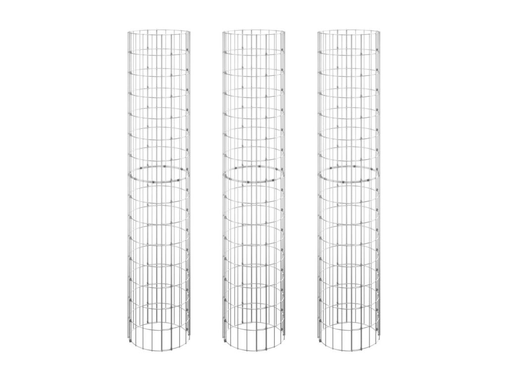 Arriate gaviones circular 3 unidades acero galvanizado Ø30x150 cm
