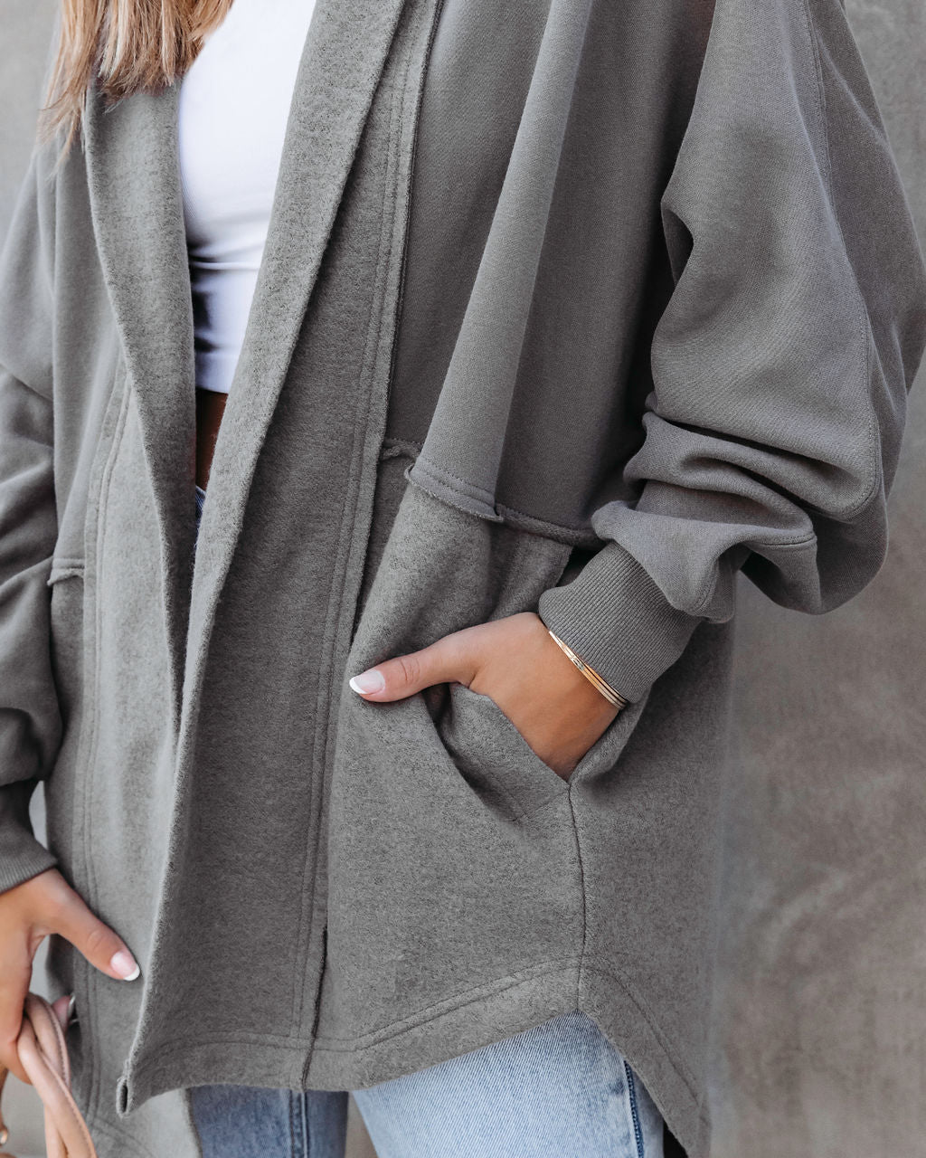 Tripp Pocketed Hooded Cardigan - Charcoal - Se7enfashion