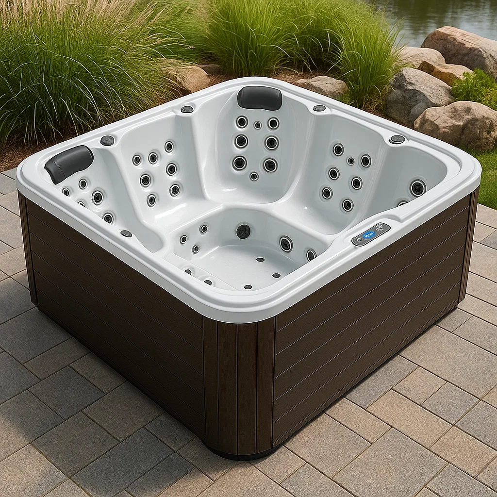 Spas rígidos 200x200x80 cm, 4 asientos, Cuadrado, Gris/Blanco akTipNK437De