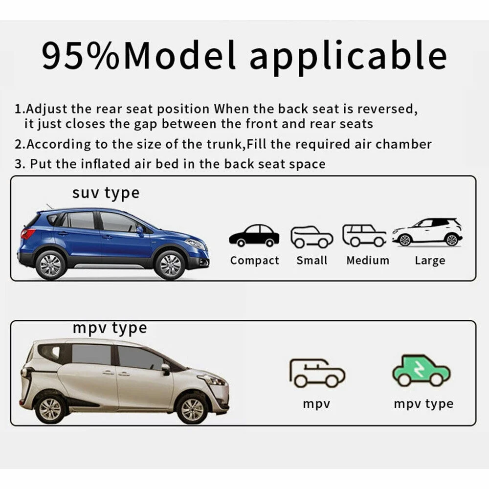 Auto Car Air Mattress Travel Bed PVC Flocking Inflatable Camping Bed with 2 Pillows - Image 10