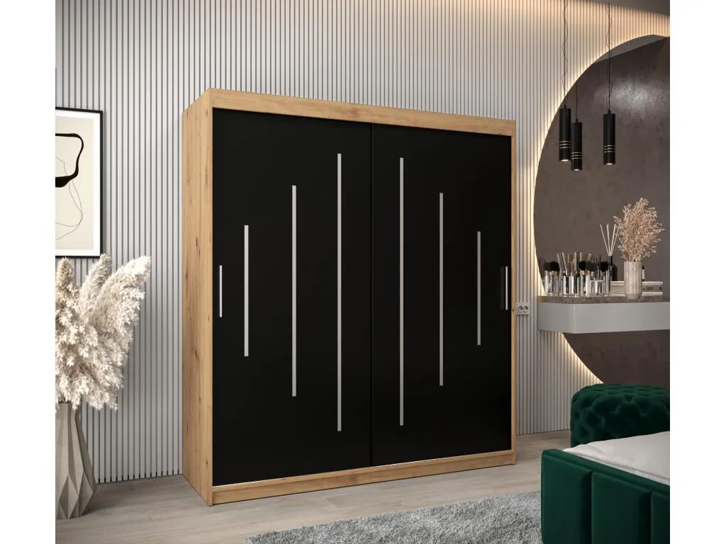 ARMARIO Mueblestop DE PUERTAS CORREDERAS 200/180/62 2 puertas (artisan/negro) MFXV36415