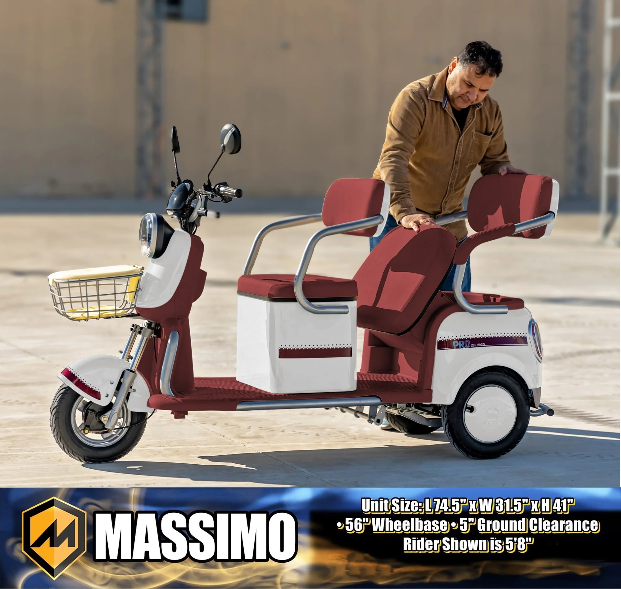 Massimo MGC E-Trike 3-Wheel Electric Cart – 17 MPH, 2-Seater Adult Scooter – Blue - Image 52