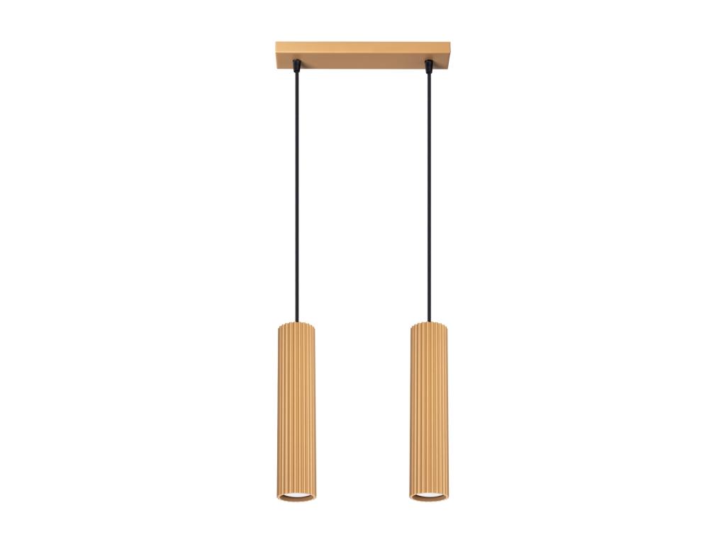Lámpara colgante Karbon minimalista de aluminio - 2 fuentes luminosas - L.30 x A.90 cm - dorado