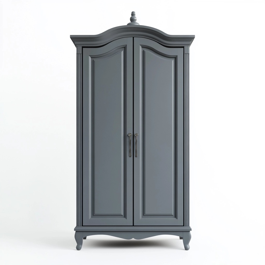 Armario clásico de dormitorio de madera gris con puertas dobles y amplio espacio de almacenamiento LI2577510