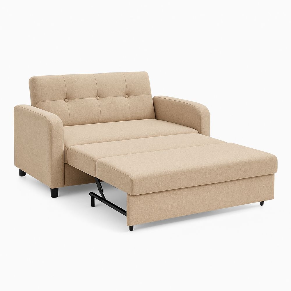 Sofá cama beige sala de estar 200x150 cm tela función plegable