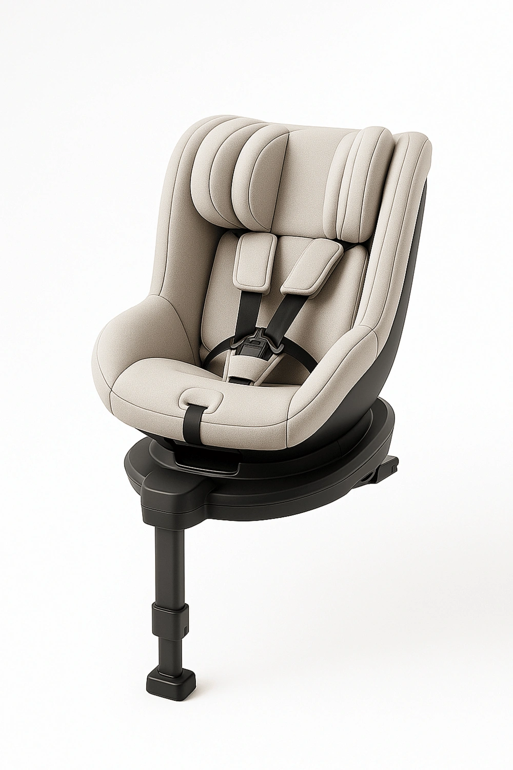 Silla de coche giratoria 360 grados con 3 posiciones de reclinación y 5 posiciones de reposacabezas, hasta 22 kg, con protección lateral y arnés de 5 puntos, categoría Asientos de coche, color beige, apta para 0 a 6 años