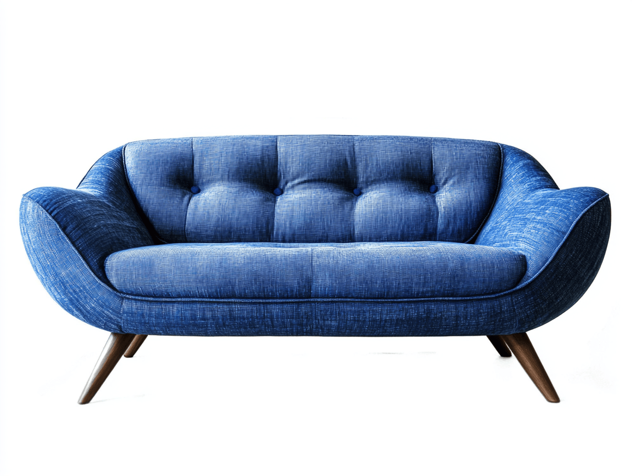 Sofá tapizado 150x90x85 cm con patas de haya – Tejido 100% poliéster, sin montaje