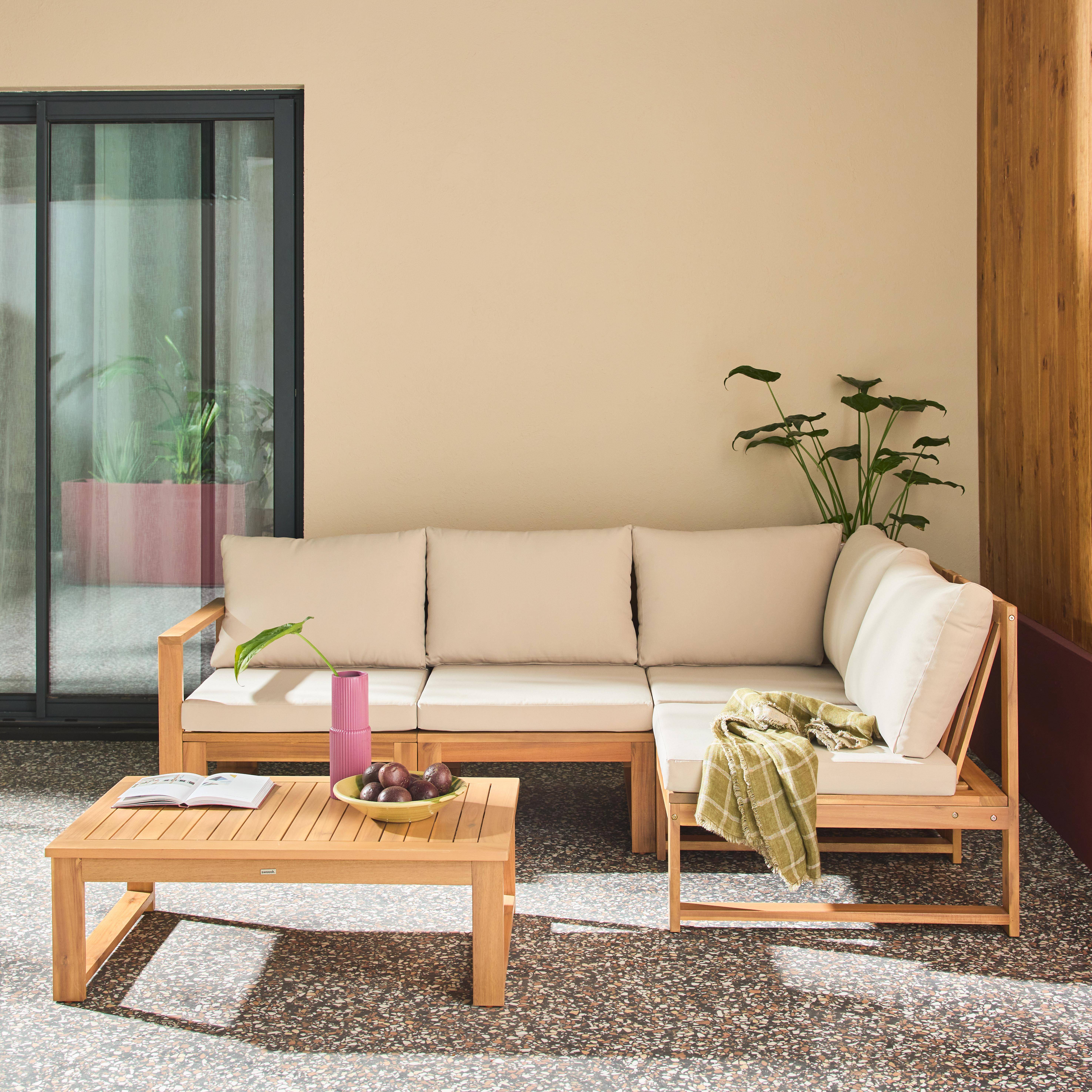 Tula - Conjunto de jardín modular de madera de acacia, 4 plazas