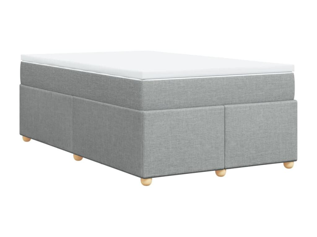 Cama box spring con colchón tela gris claro 120x190 cm