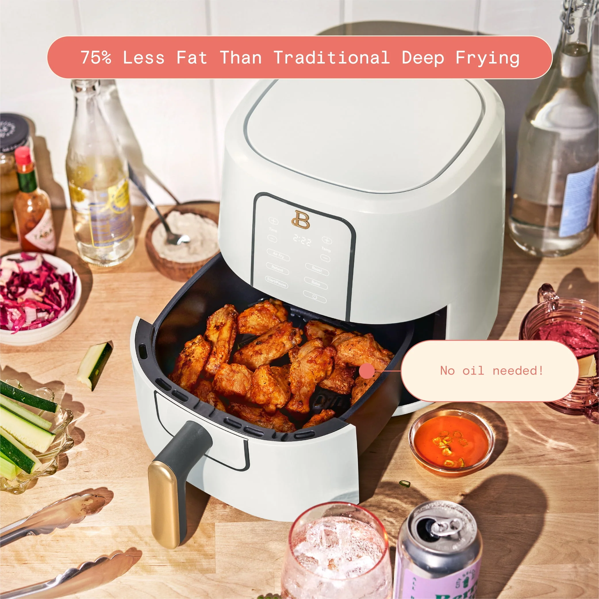 Beautiful 3 Qt Air Fryer with TurboCrisp Technology, White Icing by Drew Barrymore - Image 7