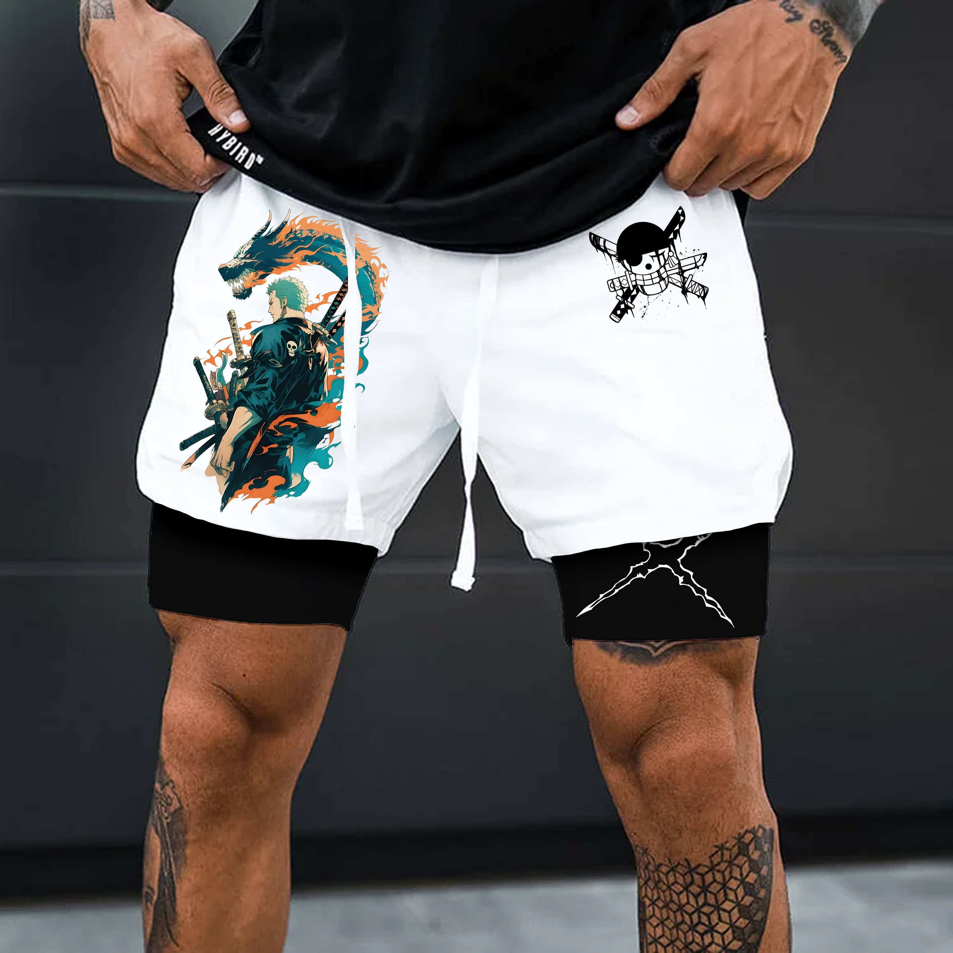Unisex Anime Print Drawstring Comicssoul Shorts