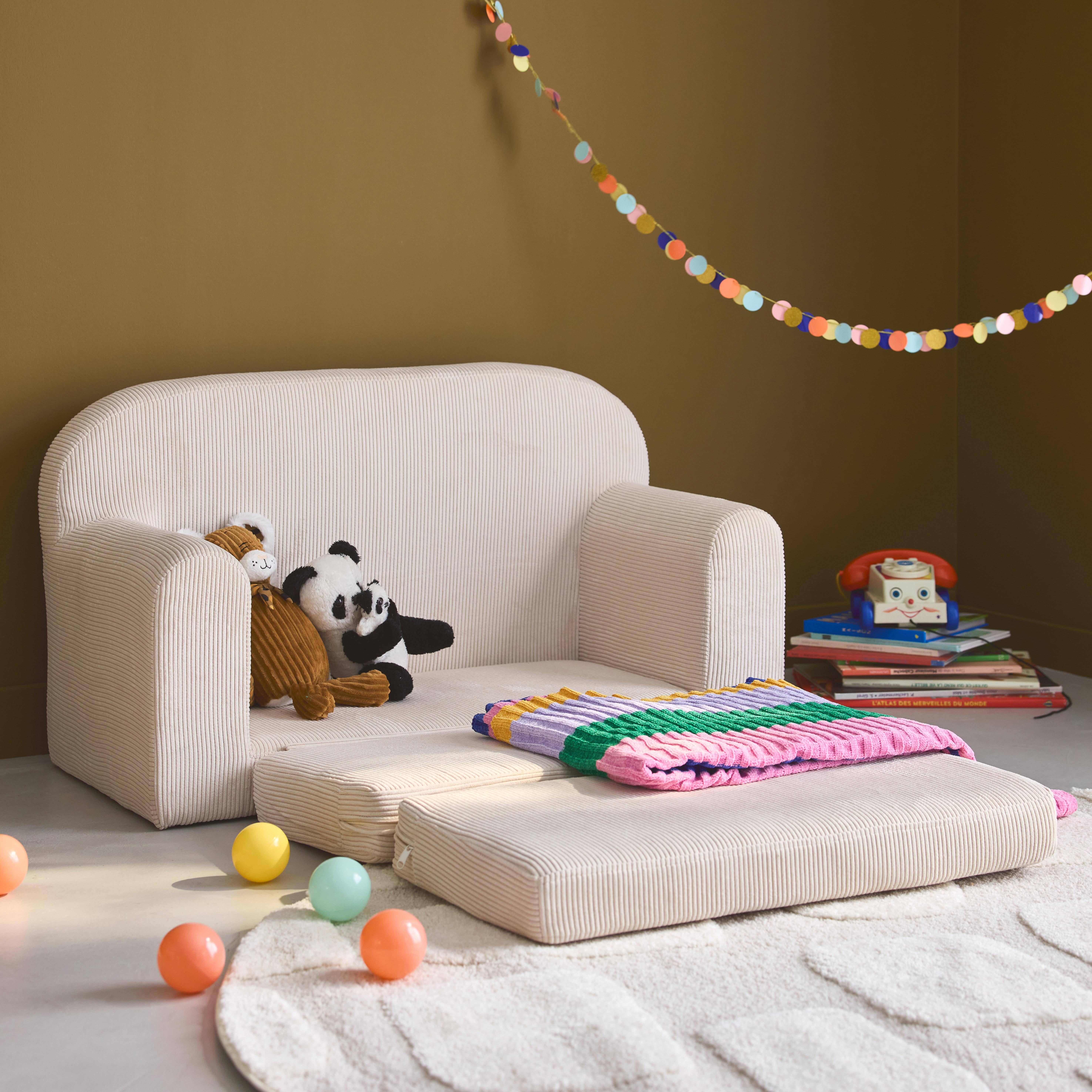 Cleo - Sofá cama infantil de pana desplegable