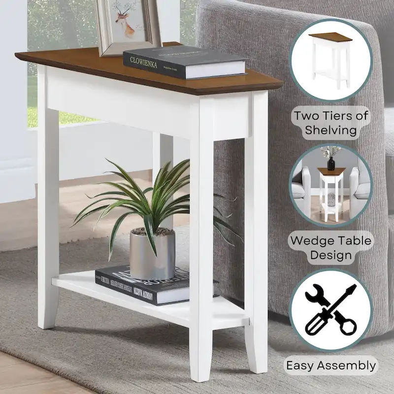 American Heritage Wedge End Table with Shelf by Convenience Concepts