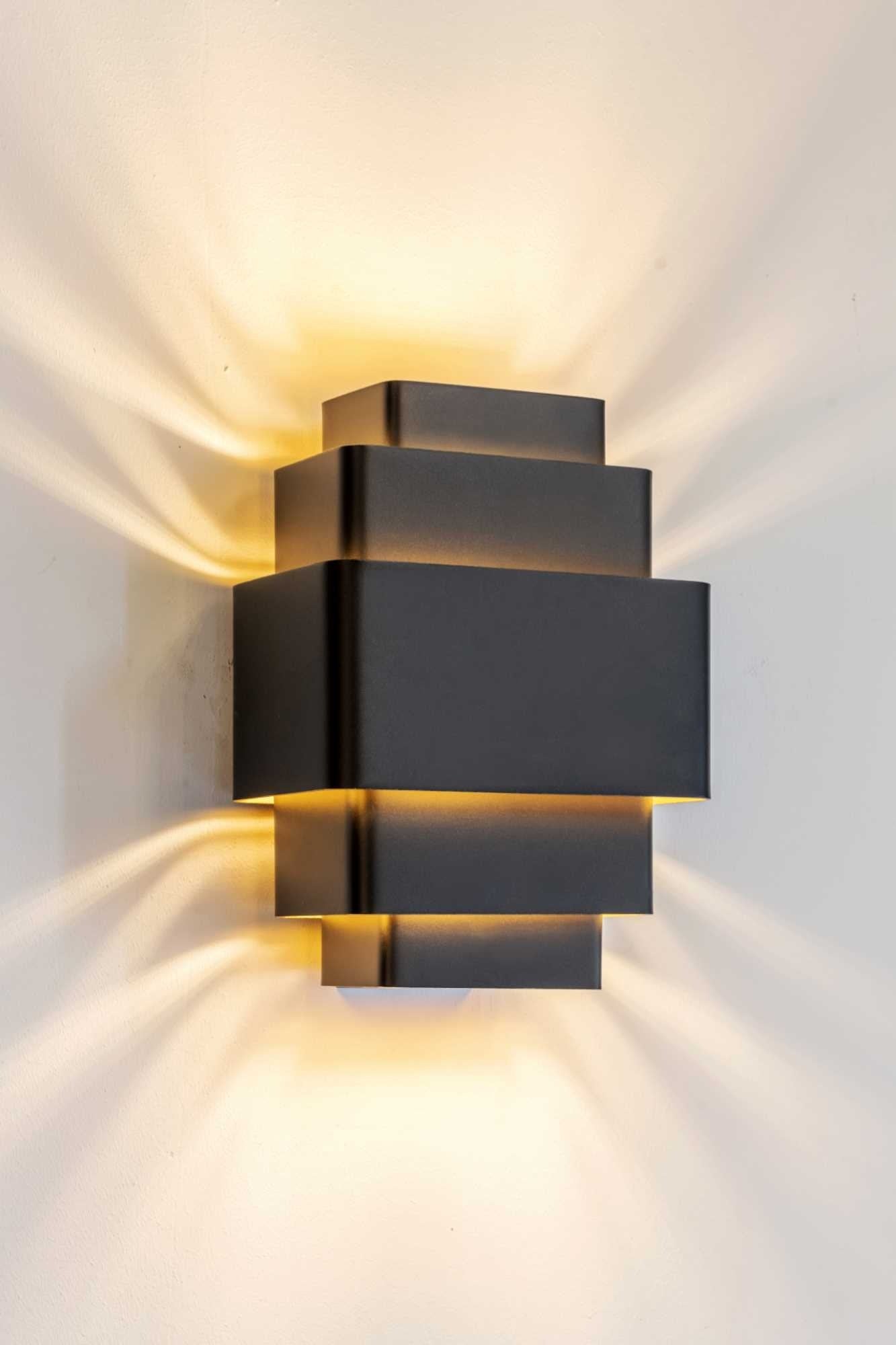 Artdelight Wandlamp Layers Zwart - Goud Up & Down 27.5 x 20cm excl. 3