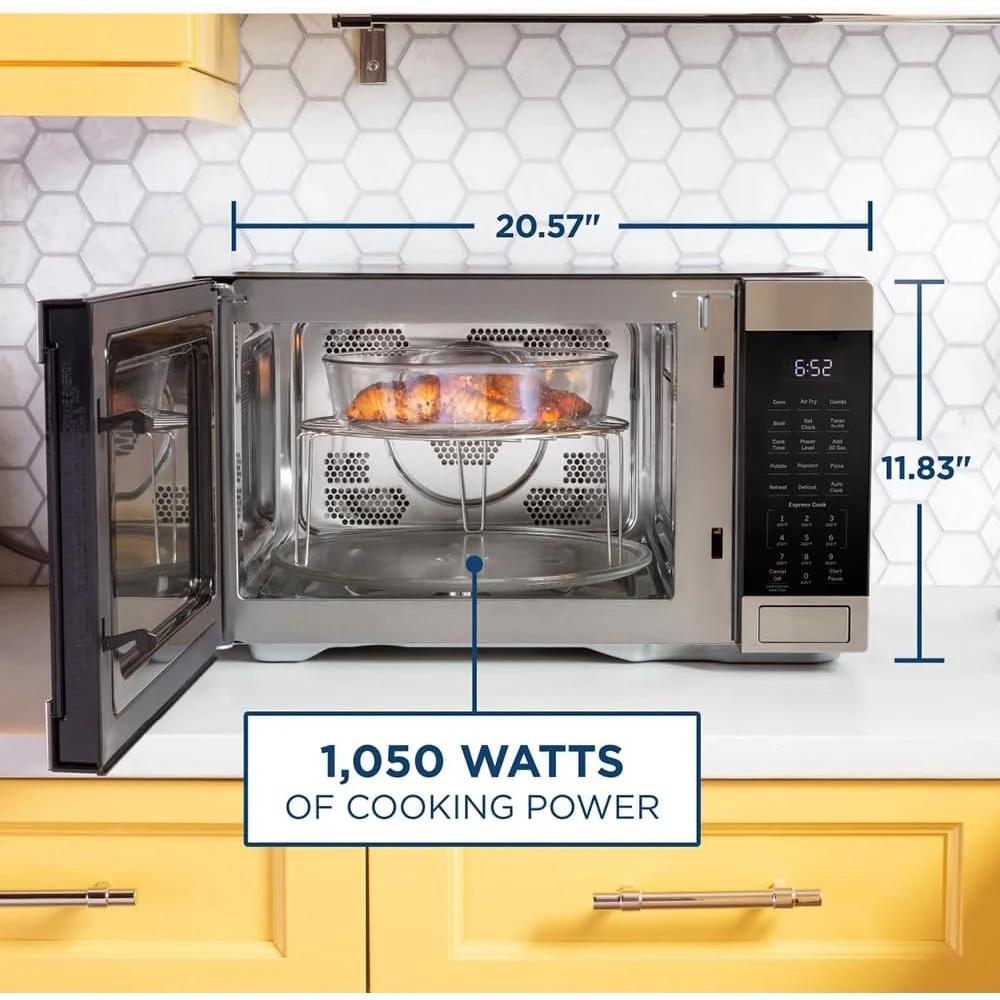 GE 3-in-1 Microwave Oven, 1,050 Watts Air Fryer, Broiler & Convection 1.0 Cu. Ft - Image 2