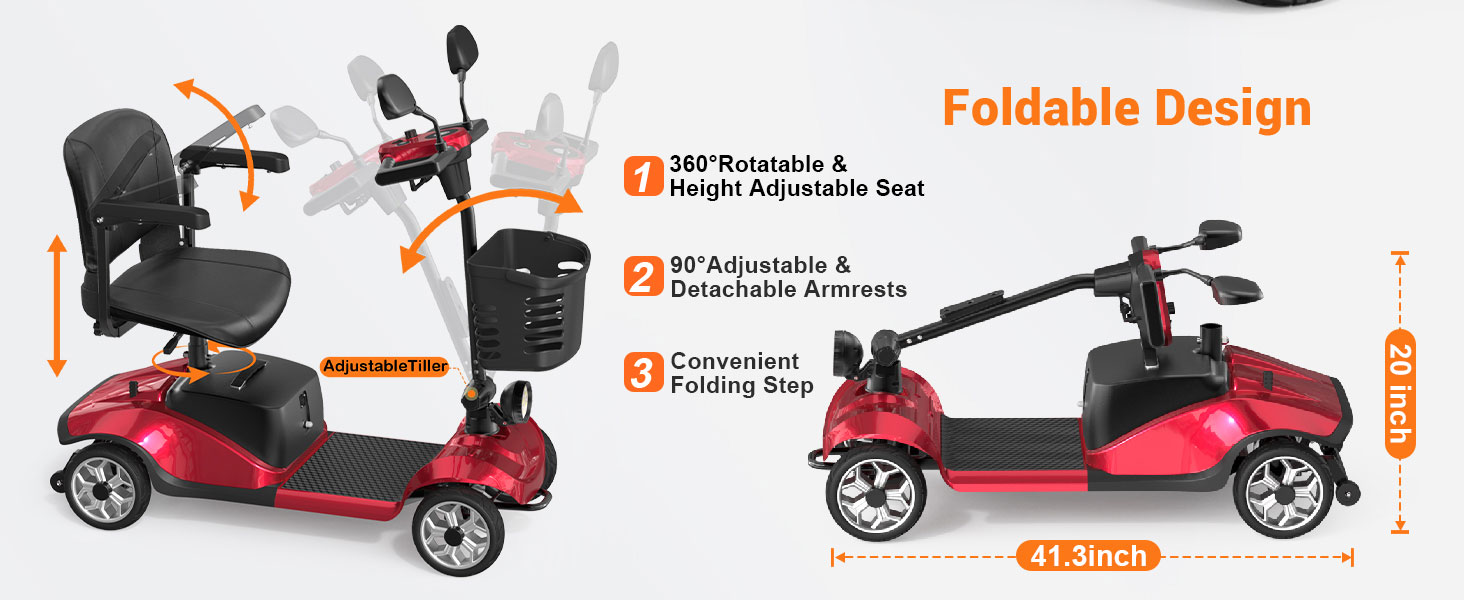 Mobility Scooter for Adults, Foldable Electric Powered Scooter