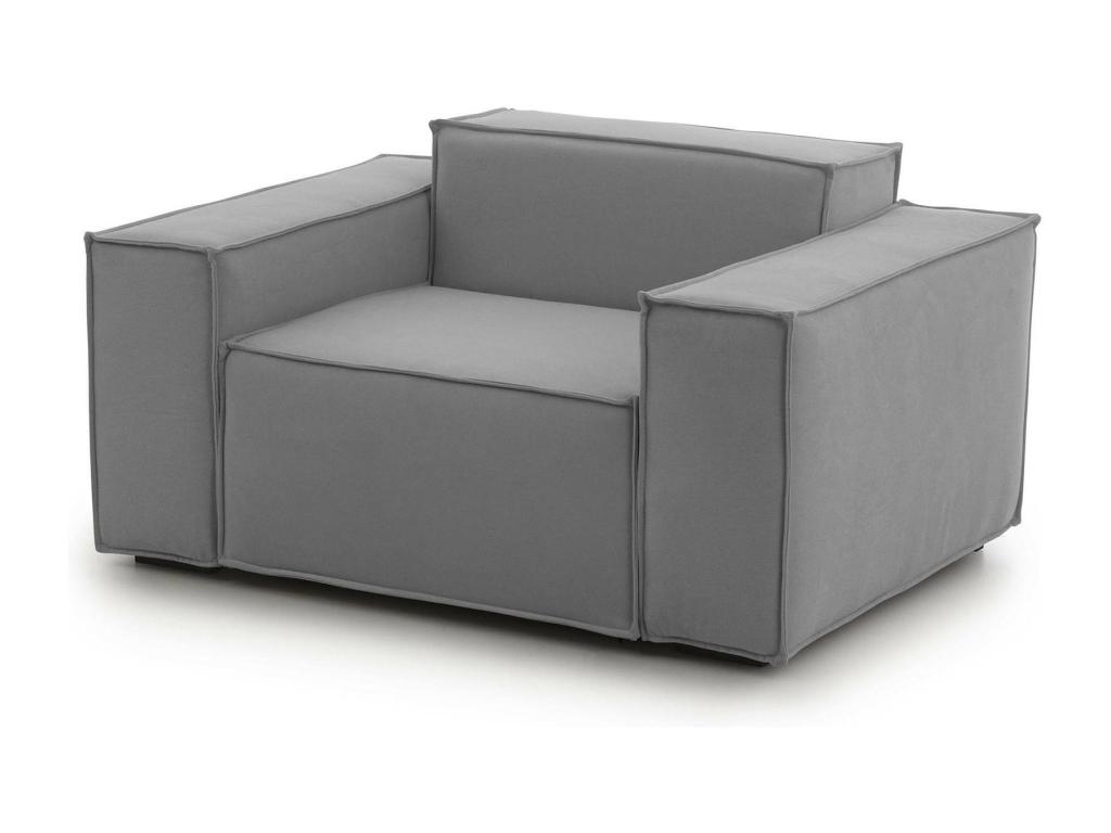 Sillón - Sillón - 100 por ciento Made in Italy - Sillón Homelyvo en tela tapizada - 160x95h70cm - Gris